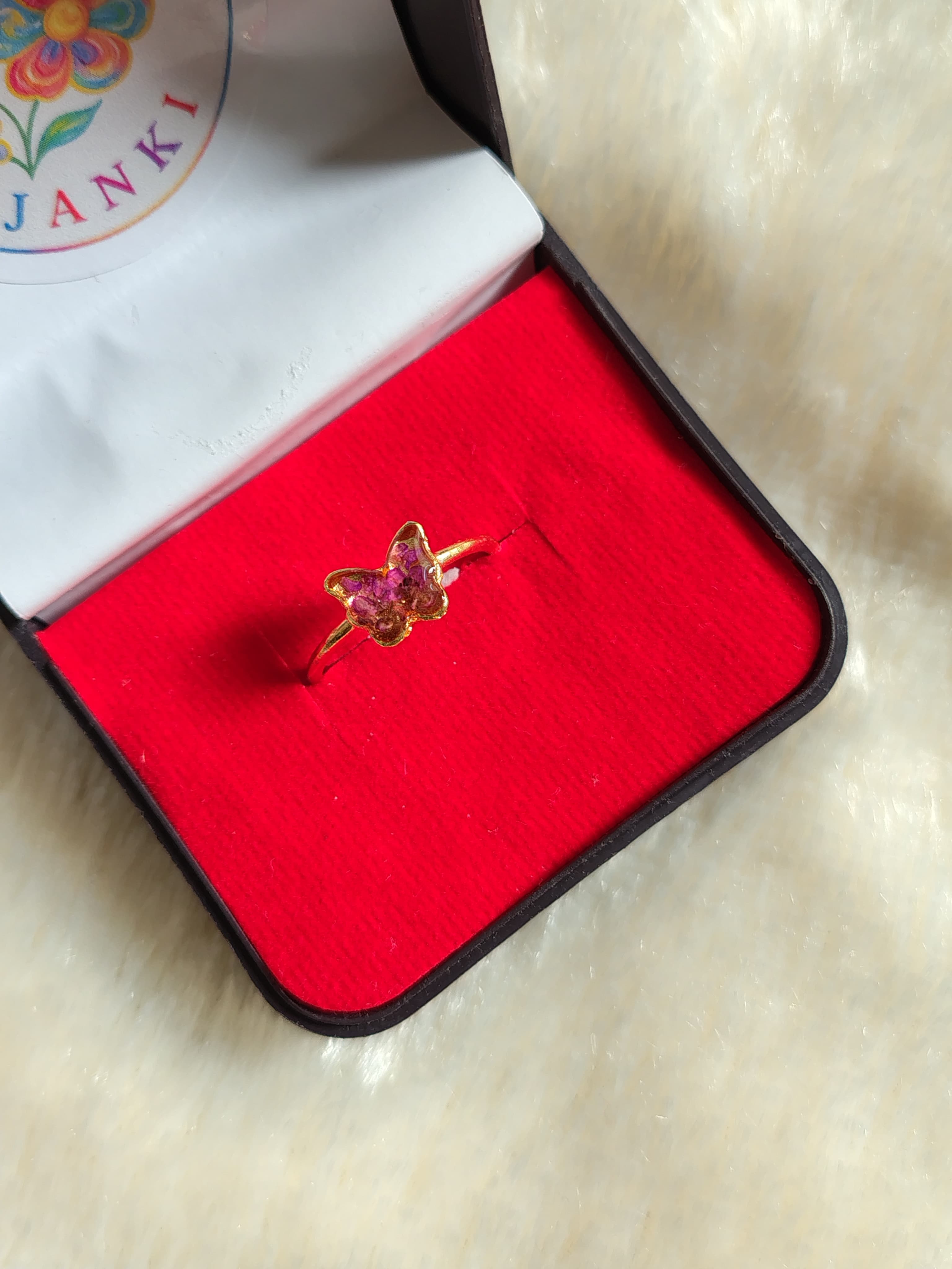 Pink butterfly ring